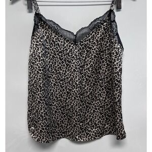 Abercrombie & Fitch Satin Lace Trim Camisole Womens Leopard Small Grunge Y2K